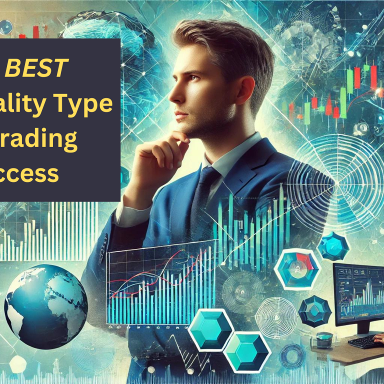 The BEST Personaliy Type A confident trader analyzing multiple financial charts and data screens, symbolizing the best personality type for trading success, ESTJ, with vibrant colors representing focus, action, and logical thinking in trading.
